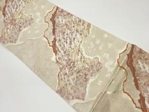 道長取に群鶴模様織出し袋帯